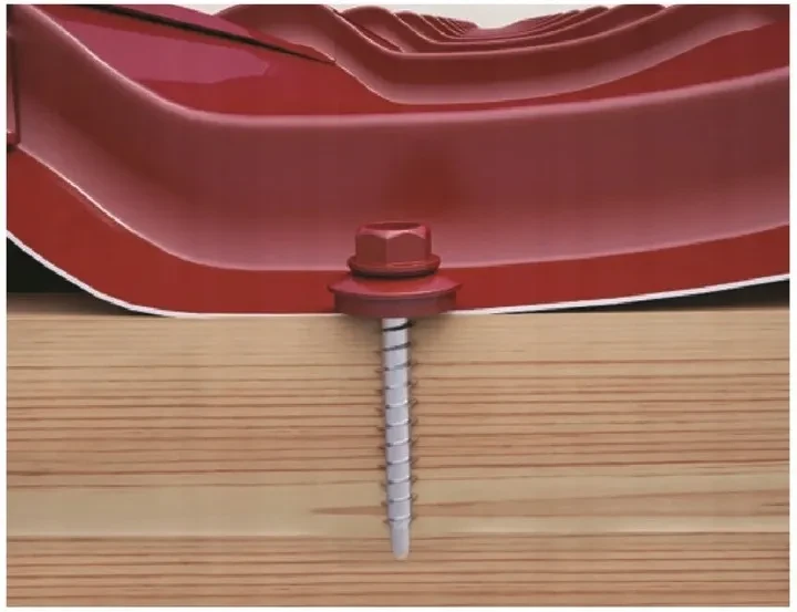 Wkręt farmerski  samowiercący   4,8X35 do metalu z łbem sześciokątnym SW-8 z podkładką EPDM -  Niebieski  - RAL 5010 - 250 szt