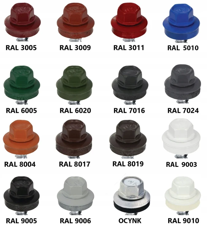 Wkręt farmerski samowiercący   4,8X35 do metalu z łbem sześciokątnym SW-8 z podkładką EPDM -  Biały  - RAL 9010- 250 szt