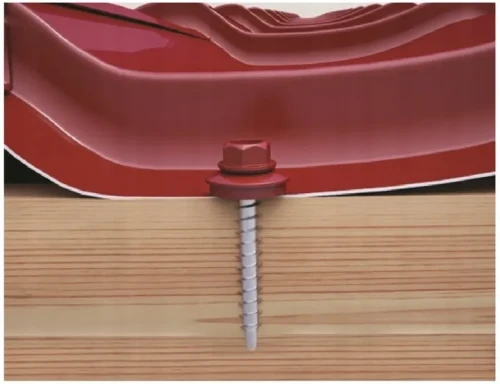 Wkręt farmerski samowiercący   4,8X35 do metalu z łbem sześciokątnym SW-8 z podkładką EPDM -  Złoty Dąb - RAL 8003 - 250 szt