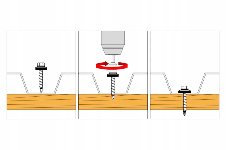 Wkręt farmerski  samowiercący   4,8X35 do metalu z łbem sześciokątnym SW-8 z podkładką EPDM - Czarny  - RAL 9005  - 250 szt