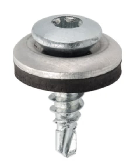 Wkręt samowiercący  4,8X19  z podkładką EPDM do mocowania blach na zakład (zszywka) gniazdo TX - kolor . J. Wiśnia - RAL 3011