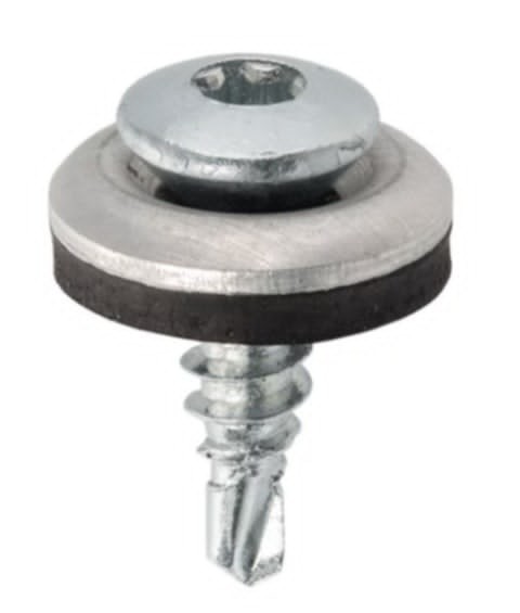 Wkręt samowiercący  4,8X19  z podkładką EPDM do mocowania blach na zakład (zszywka) gniazdo TX - J. Brąz - RAL 8004