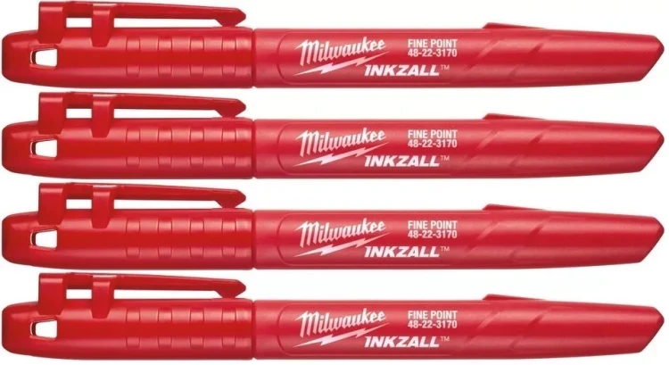 Czerwony marker Milwaukee Inkzall (4 sztuki)