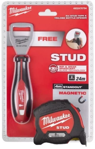 Taśma pomiarowa Milwaukee STUD 2 (5 m) + otwieracz do butelek Tri Lobe gratis