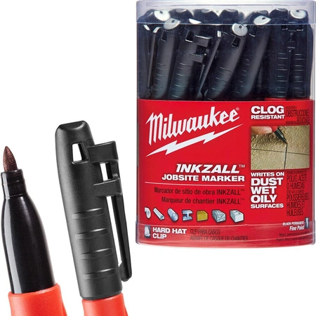 Marker budowlany Milwaukee CZARNY ostry 36 sztuk paczka karton