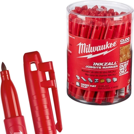 Marker budowlany Milwaukee CZERWONY ostry 36 sztuk paczka karton