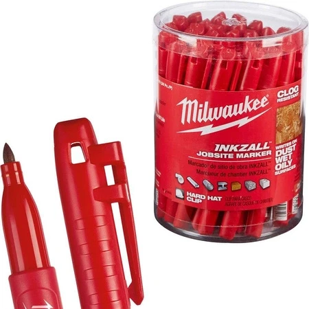 Marker budowlany Milwaukee CZERWONY ostry 36 sztuk paczka karton
