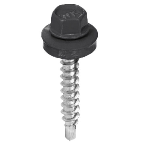Wkręt farmerski samowiercący   4,8X35 do metalu z łbem sześciokątnym SW-8 z podkładką EPDM - Antracyt  - RAL 7016 - 250 szt