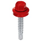 Wkręt farmerski samowiercący    4,8X35 do metalu, do blachodachówki -  z łbem sześciokątnym SW-8 z podkładką EPDM - Jasna Wiśnia - RAL 3011 - 250 szt 