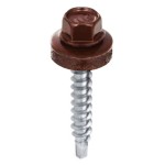 Wkręt farmerski  samowiercący    do metalu, do blachodachówki - z łbem sześciokątnym SW-8   4,8X35  z podkładką EPDM  kolor Jasny Brąz - RAL 8004   250 szt 