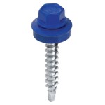 Wkręt farmerski  samowiercący   4,8X35 do metalu, do blachodachówki  z łbem sześciokątnym SW-8 z podkładką EPDM -  Niebieski  - RAL 5010 - 250 szt 