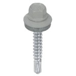 Wkręt farmerski samowiercący    4,8X35 do metalu , do blachodachówki - z łbem sześciokątnym SW-8 z podkładką EPDM - Jasny szary  - RAL 9006 - 250 szt 
