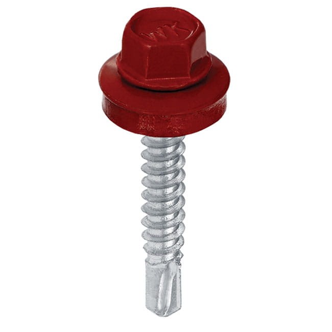 Wkręt farmerski  samowiercący   4,8X19 do metalu z łbem sześciokątnym SW-8 z podkładką EPDM - Ciemna Wiśnia  - RAL 3005 - 250 szt