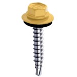 Wkręt farmerski samowiercący   4,8X19 do metalu, do blachodachówki -  z łbem sześciokątnym SW-8 z podkładką EPDM - Piaskowy  - RAL 1002 - 250 szt 