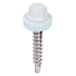 Wkręt   samowiercący  4,8X19 do metalu, do blachodachówki - z łbem sześciokątnym SW-8 z podkładką EPDM - Biały  - RAL 9010 - 250 szt 