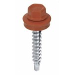 Wkręt  samowiercący   4,8X19 do metalu, do blachodachówki - z łbem sześciokątnym SW-8 z podkładką EPDM - Jasny Orzech - RAL 8001 - 250 szt 