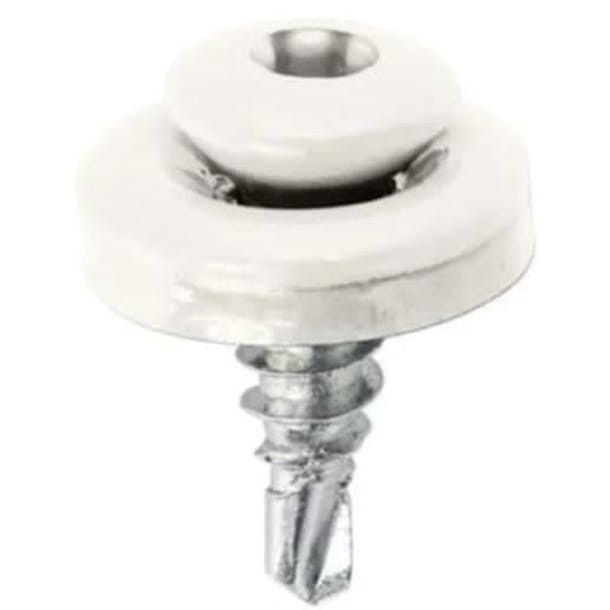 Wkręt samowiercący  4,8X19  z podkładką EPDM do mocowania blach na zakład (zszywka) gniazdo TX - Biały - RAL 9010