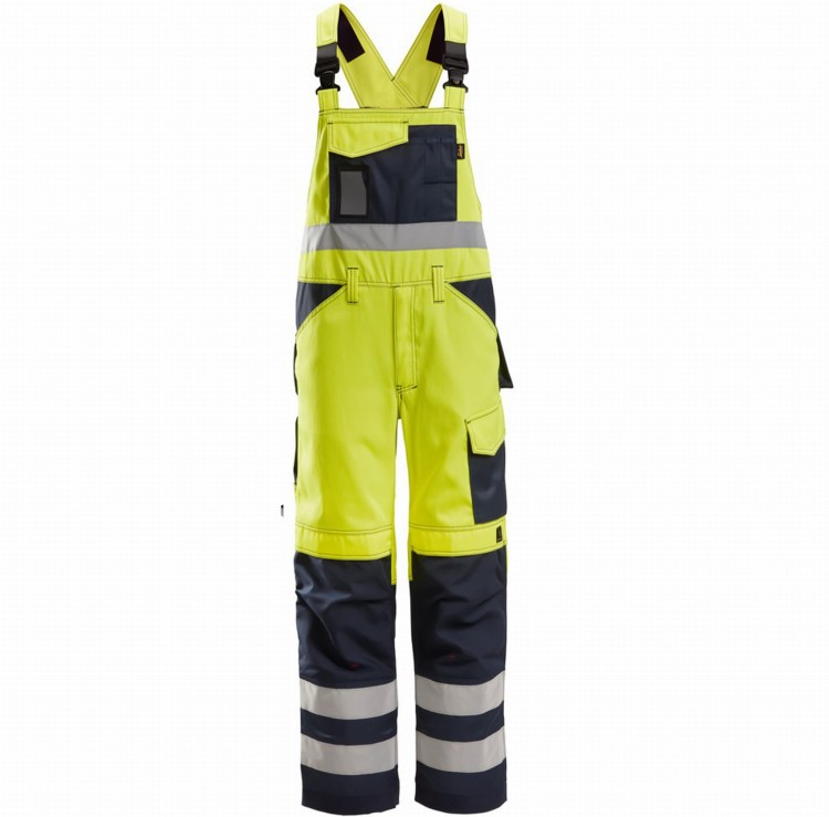 Męskie spodnie robocze Snickers odblaskowe z szelkami roz 44