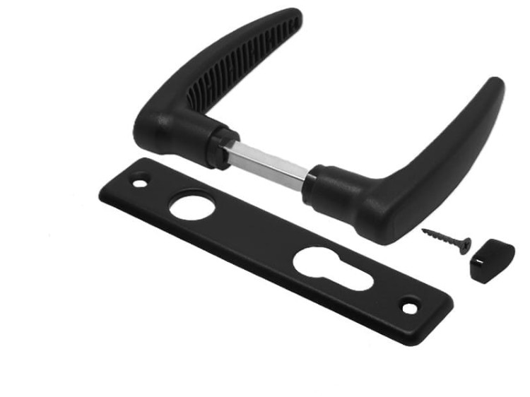 Klamka drzwiowa Plastikowa + 2 szyldy metalowe 60/32x156