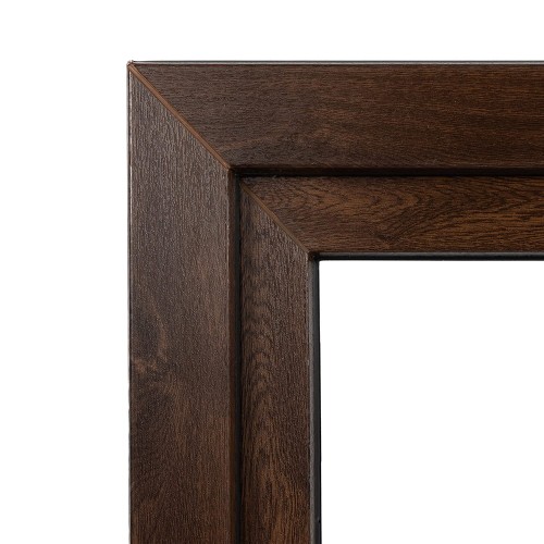 Okno PCV  uchylne z klamką -  80x60 cm kolor CIEMNY ORZECH  / GRUBA RAMA