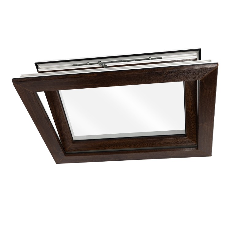 Okno PCV  uchylne z klamką -  80x60 cm kolor CIEMNY ORZECH  / GRUBA RAMA