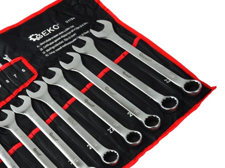 Klucze Płasko-oczkowe polerowane Zestaw 25 el roz. 6 - 32 mm  CRV GEKO