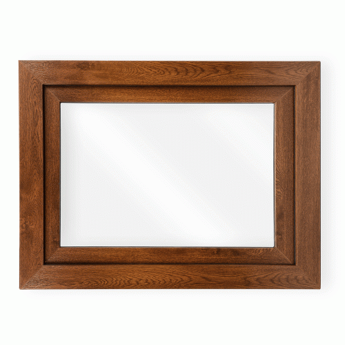 Okno PCV gospodarcze EKO z szybką pojedynczą 4 mm  80x60 cm kolor JASNY ORZECH / CIENKA RAMA