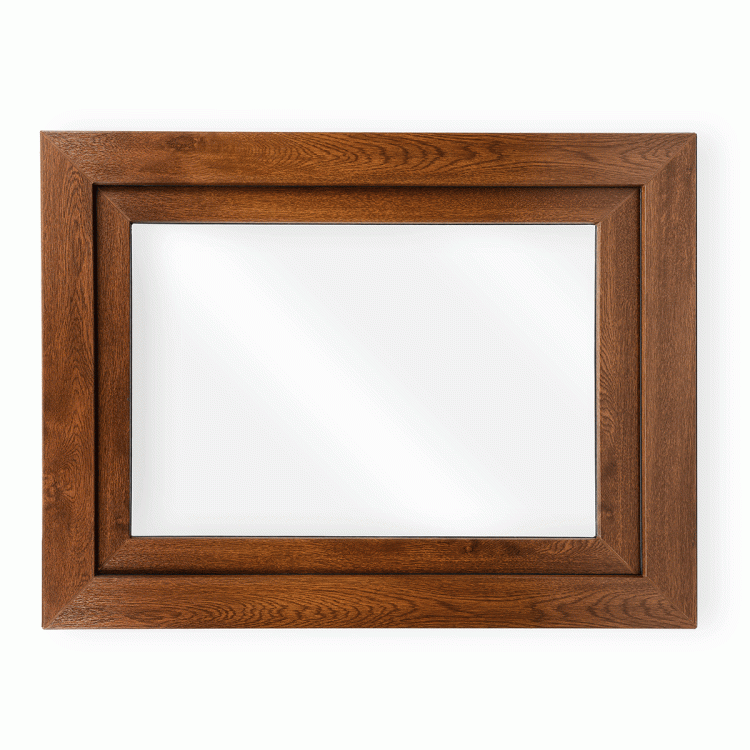 Okno PCV gospodarcze EKO z szybką pojedynczą 4 mm  80x60 cm kolor JASNY ORZECH / CIENKA RAMA