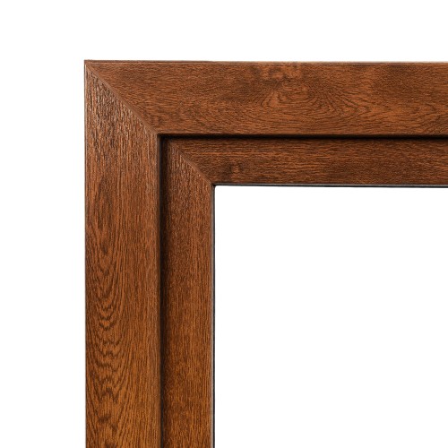 Okno PCV gospodarcze EKO z szybką pojedynczą 4 mm  80x60 cm kolor JASNY ORZECH / CIENKA RAMA