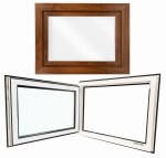 Okno PCV  Rozwierno - uchylne ZŁOTY DĄB lewe/prawe 80x60 cm  "Garage Line Plus"  