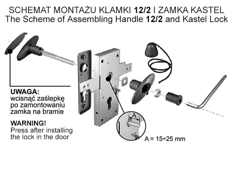 Klamka Garażowa plastikowa z szyldem plastikowym 60/41x147
