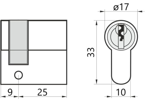 Wkładka do drzwi do zamka 9/25 M&amp;D A2 jednostronna