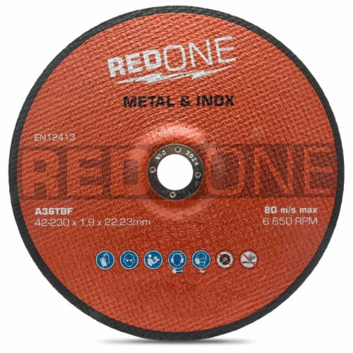 Tarcza do cięcia metalu i stali nierdzewnej wypukła 230 mm x 1,9 mm x 22,23 mm RED ONE