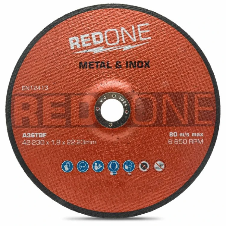 Tarcza do cięcia metalu i stali nierdzewnej wypukła 230 mm x 1,9 mm x 22,23 mm RED ONE